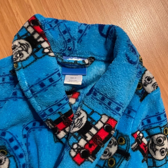 Kids Blue Train Pattern Pajama Robe - Picture 2 of 2